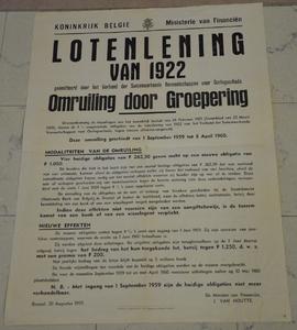 ²Bericht aan de bevolking. Lotenlening van 1922, omruiling door groepering