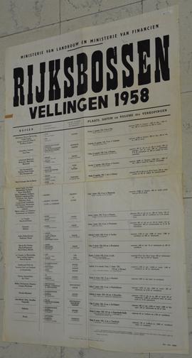 Bericht aan de bevolking, rijksbossen, veilingen 1958