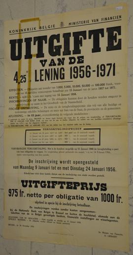 Bericht aan de bevolking i.v.m. de uitgifte van de 4,25% lening 1956-1971