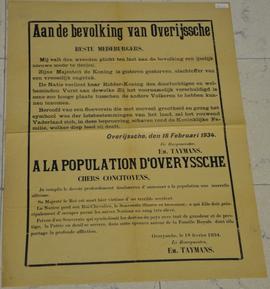 Bericht aan de bevolking i.v.m. het overlijden van de koning