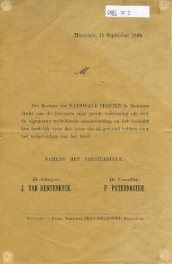 Bericht aan de bevolking i.v.m. dankbetuiging n.a.v. de Nationale Feesten