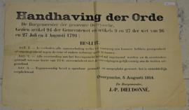 Bericht aan de bevolking i.v.m. de handhaving der orde
