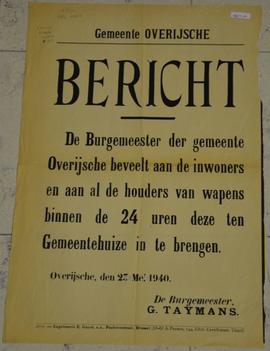 Bericht aan de bevolking i.v.m. het inleveren van wapens