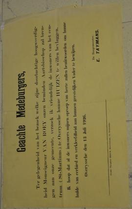 Bericht aan de bevolking i.v.m. het bezoek van Monseigneur van Roey